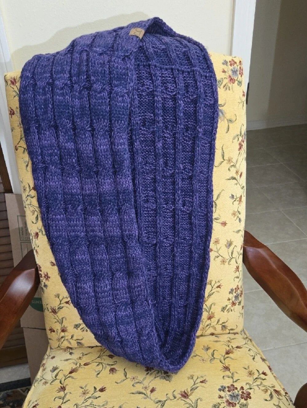 C.C Chunky Cable Knit ETERNITY Scarf in Deep Purple